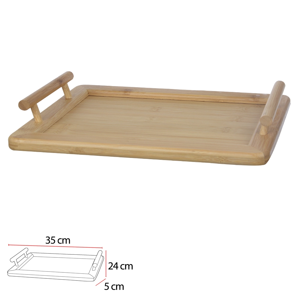 Bandeja Bambu Retangular Alca Bege 35x24x5cm 76658001 Dea