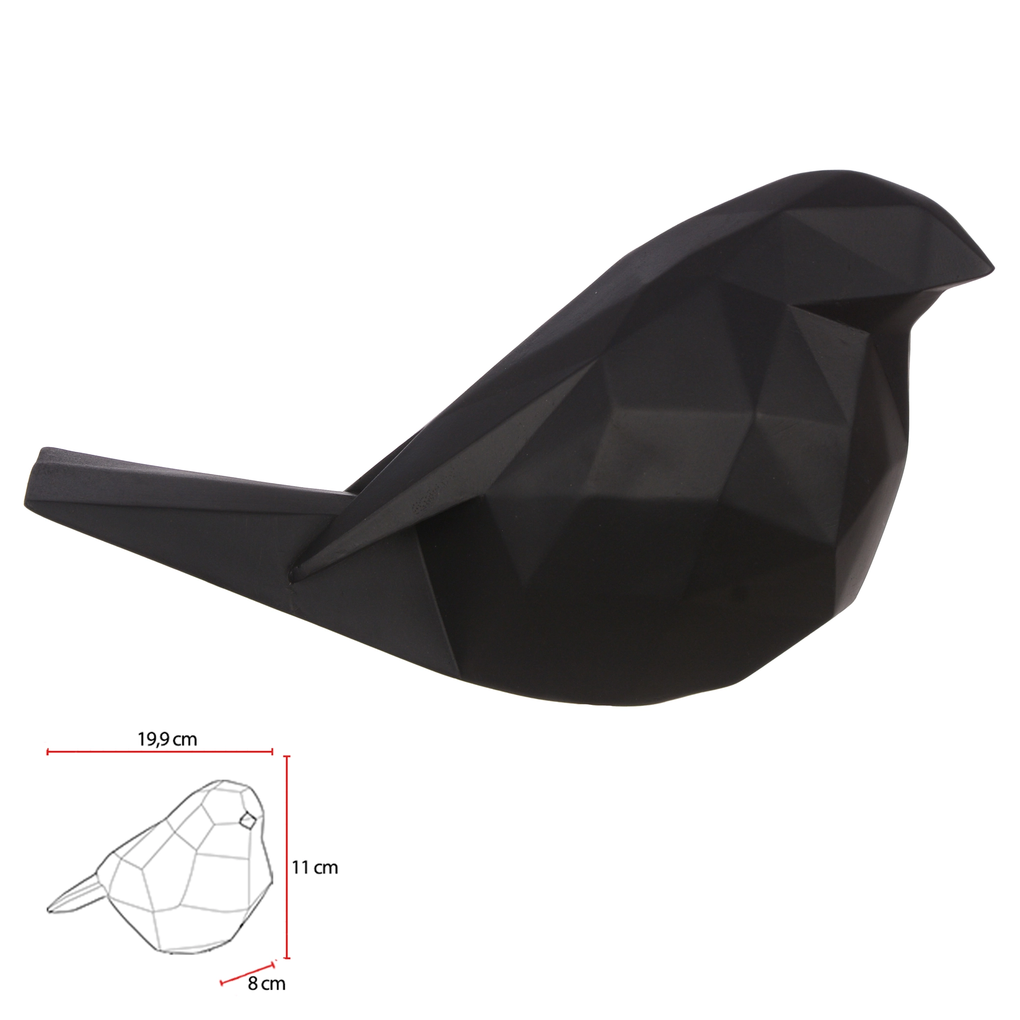 Escultura Poliresina Passaro Preto 11x19.9x8cm 76793001 Dea