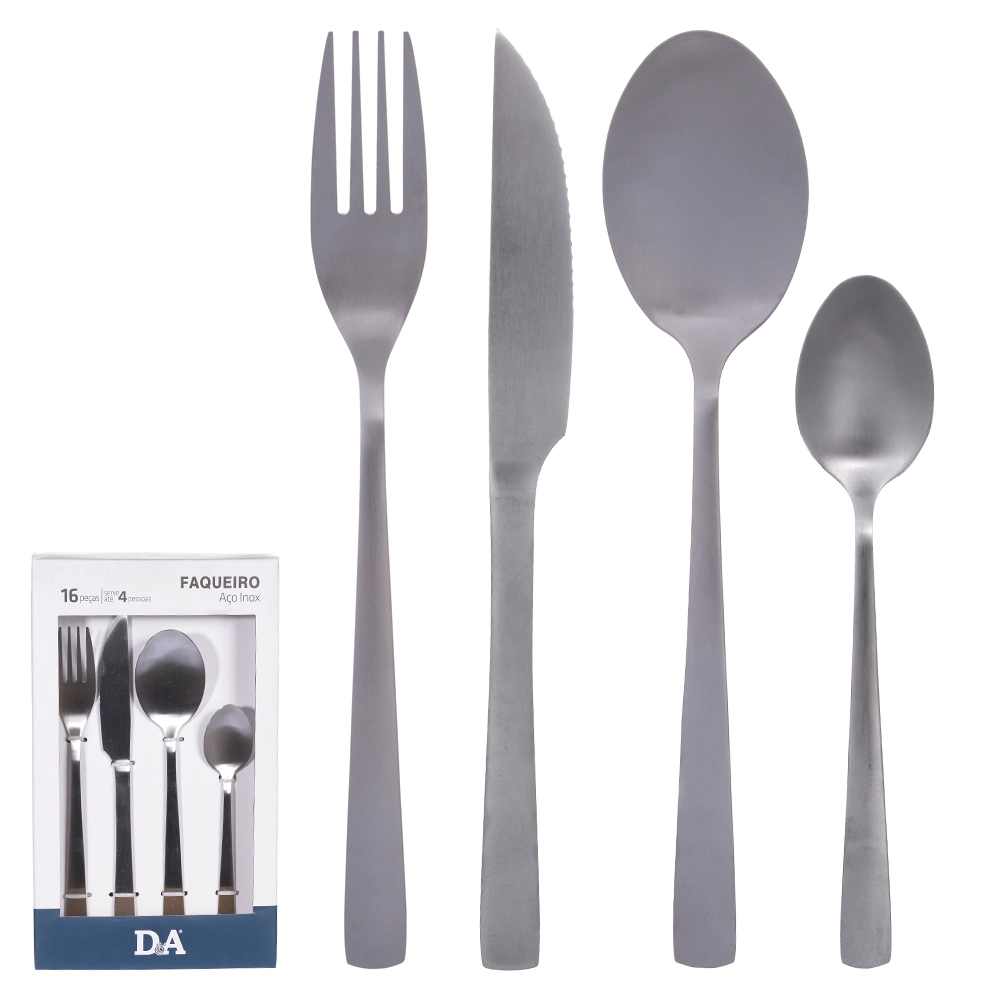 Faqueiro Aco Inox 16 Pecas Polido Prata 76852001 Dea