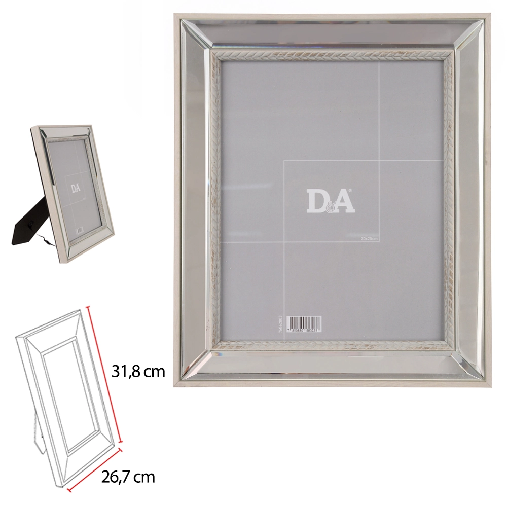 Porta Retrato Mdf 20x25cm Borda Espelhada Prata 76862003 Dea