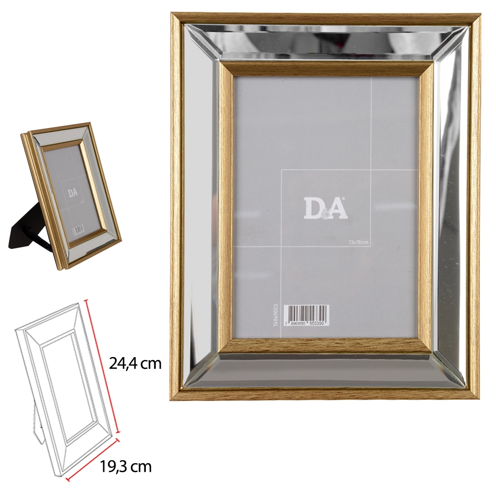 Porta Retrato Mdf Fto 13x18cm Borda Dourado 24.4x19.3cm 76869003 Dea