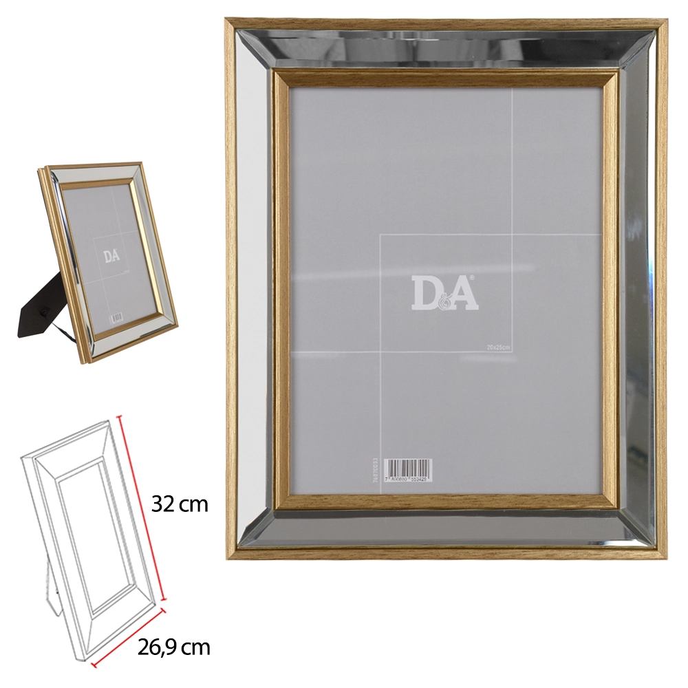 Porta Retrato Mdf Fto 20x25cm Borda Dourado 32x26.9cm 76870003 Dea