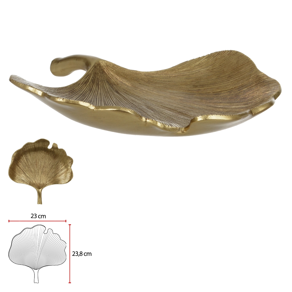 Bandeja Poliresina Folha Dourado 3.8x23.8x23cm 77114001 Dea