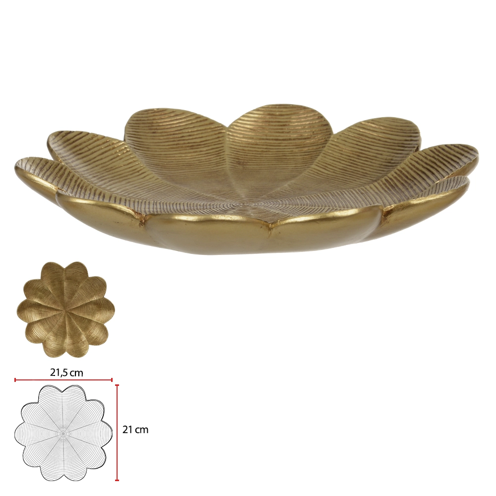 Bandeja Poliresina Folha Dourado 2.8x21.5x21cm 77115001 Dea