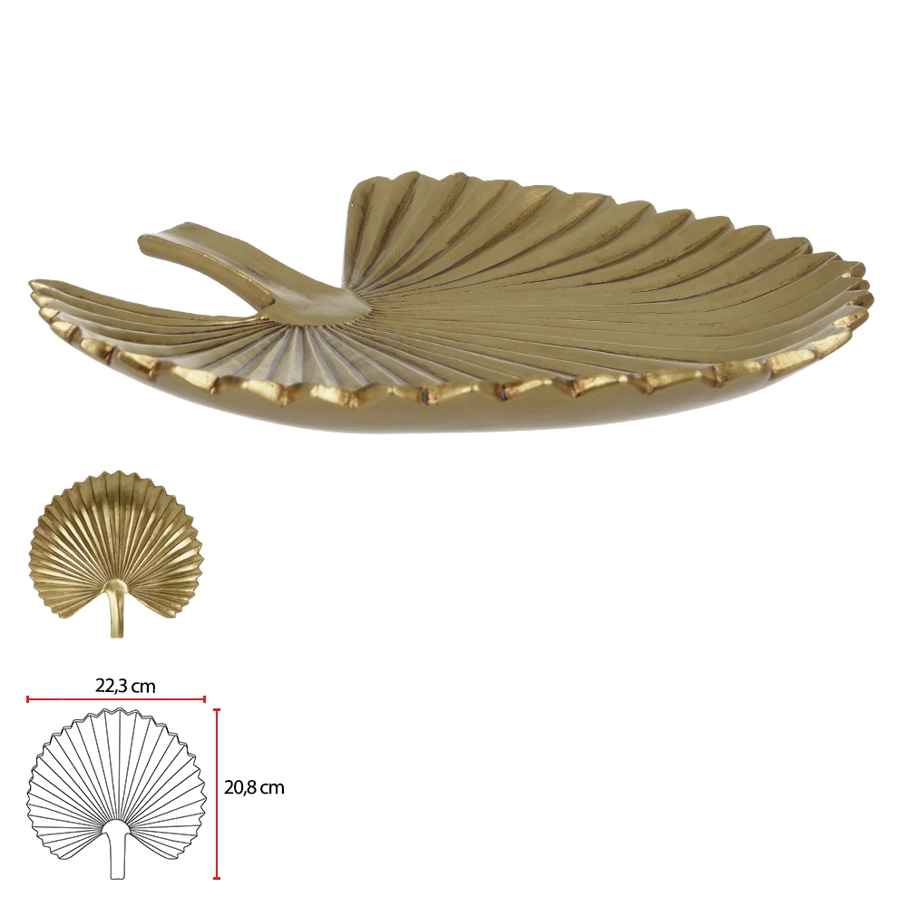 Bandeja Poliresina Folha Dourado 2.8x22.3x20.8cm 77116001 Dea