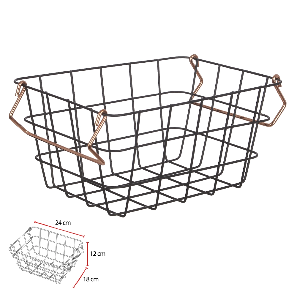 Cesto Organizador Aramado Alca Rose Gold Preto 12x24x18cm 77349001 Dea