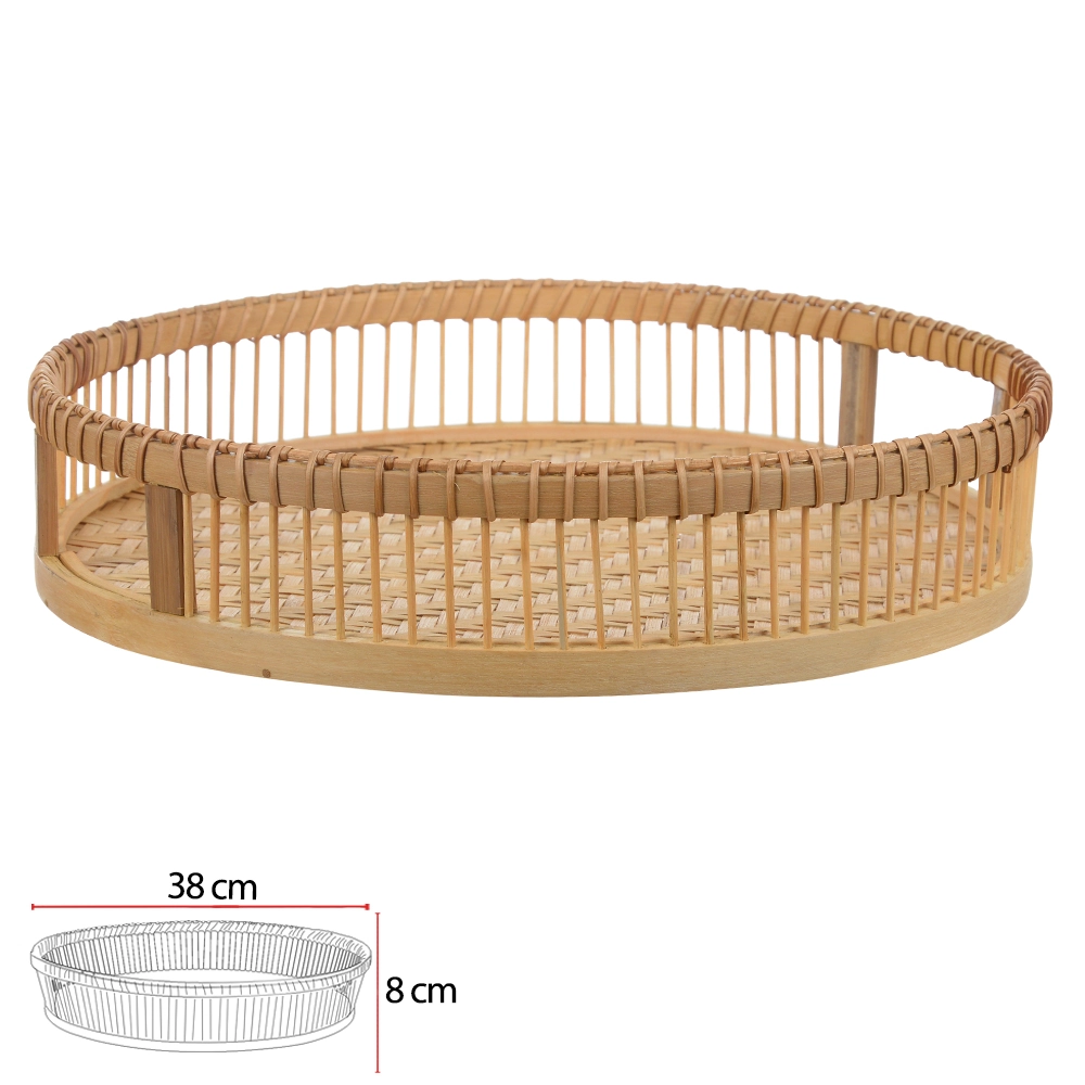 Bandeja Bambu Redonda Alca Bege 8cm 77392001 Dea