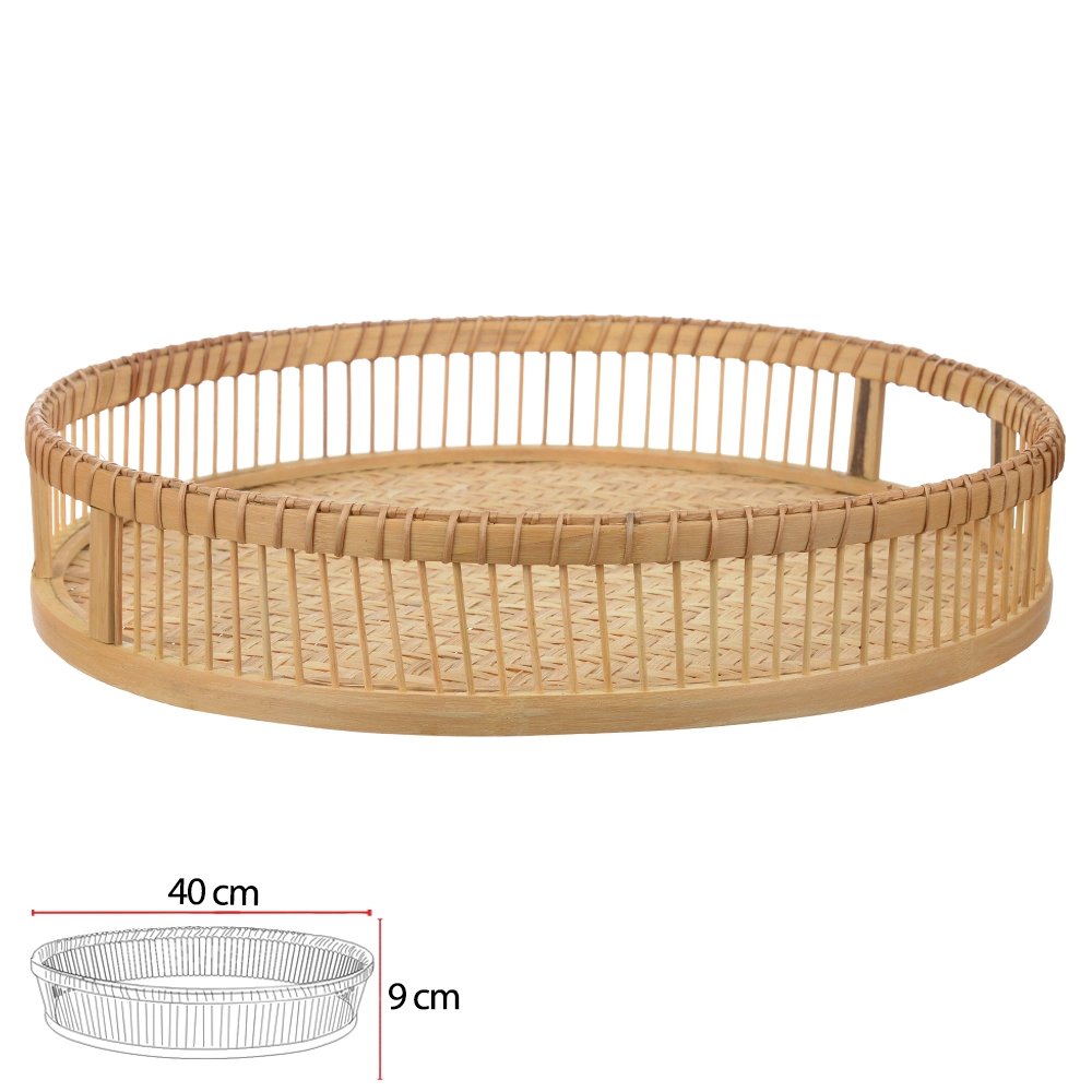 Bandeja Bambu Redonda Alca Bege 9cm 77393001 Dea