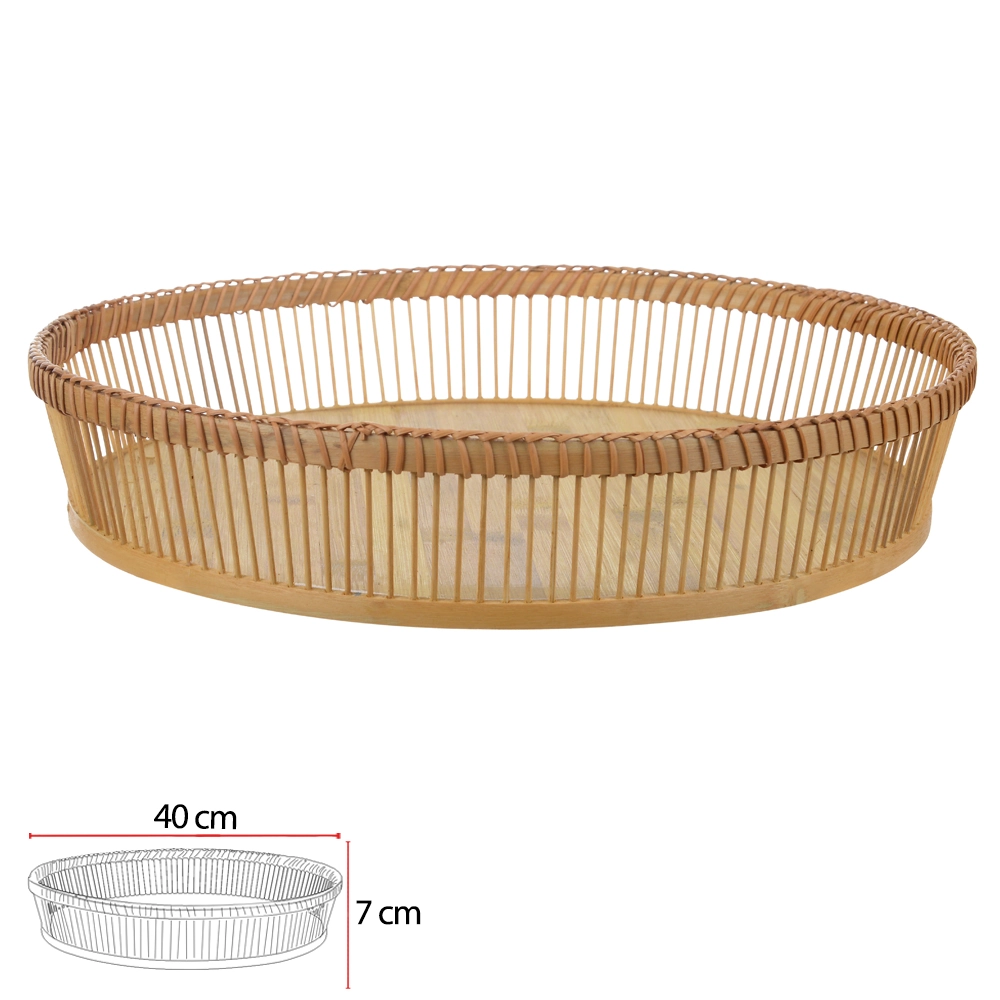 Bandeja Bambu Redonda Bege 7cm 77397001 Dea