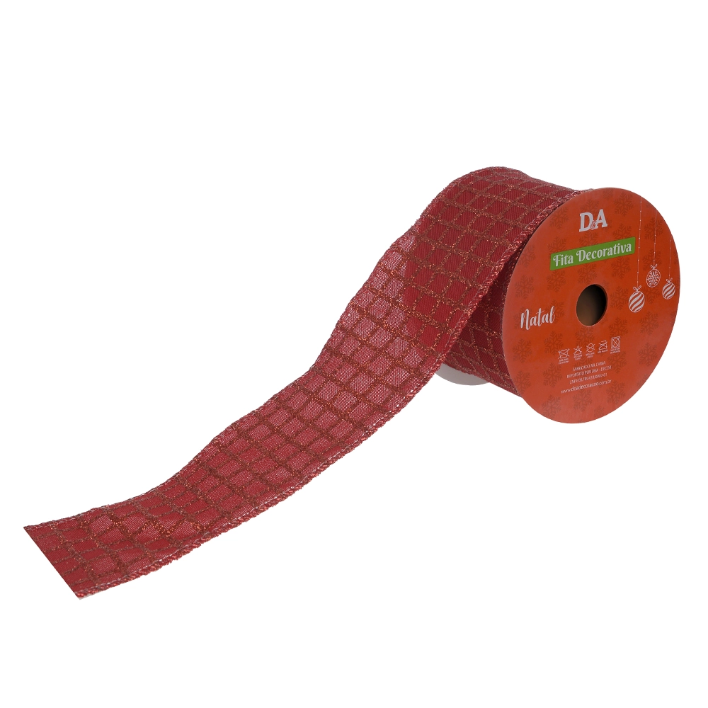 Fita Aramada Tecido Glitter Vermelho 6.3cmx9.14m 77633003 Dea