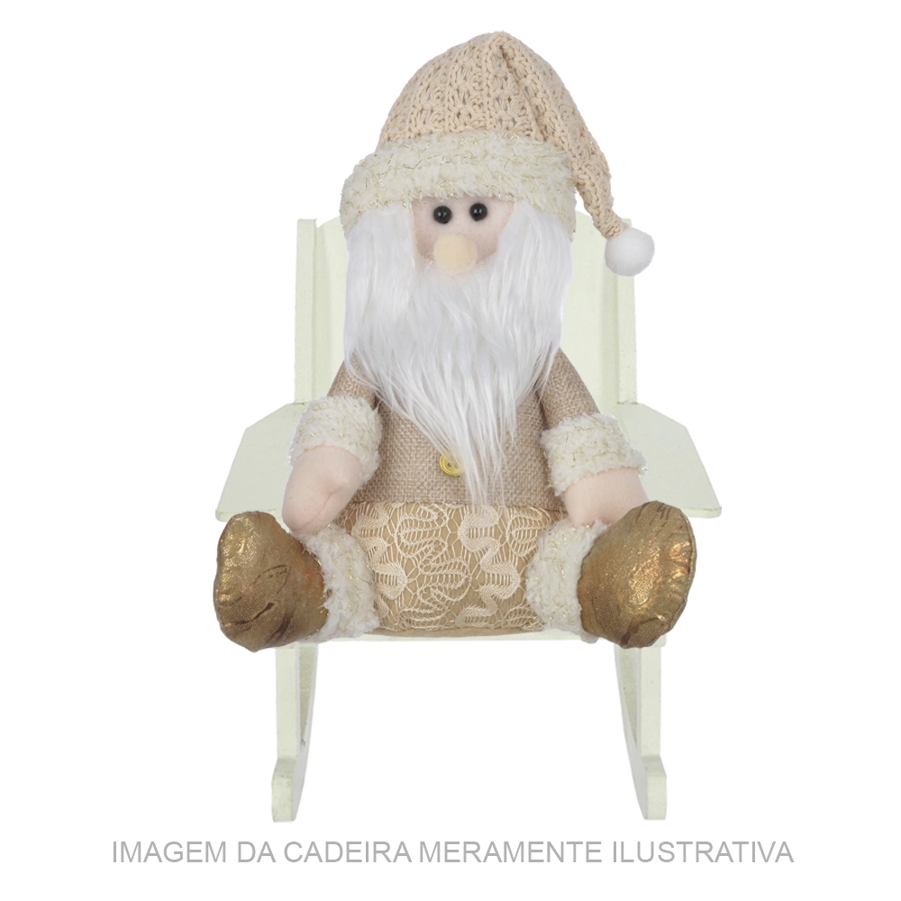 Boneco Natal Papai Noel Sentado Champanhe 23cm 77668001 Dea