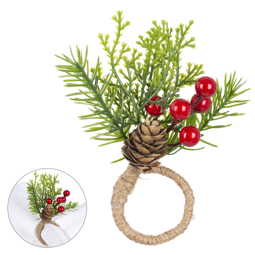 Porta Guardanapo Natal Pinha Berry Vermelho Verde 13.5cm 77754001 Dea