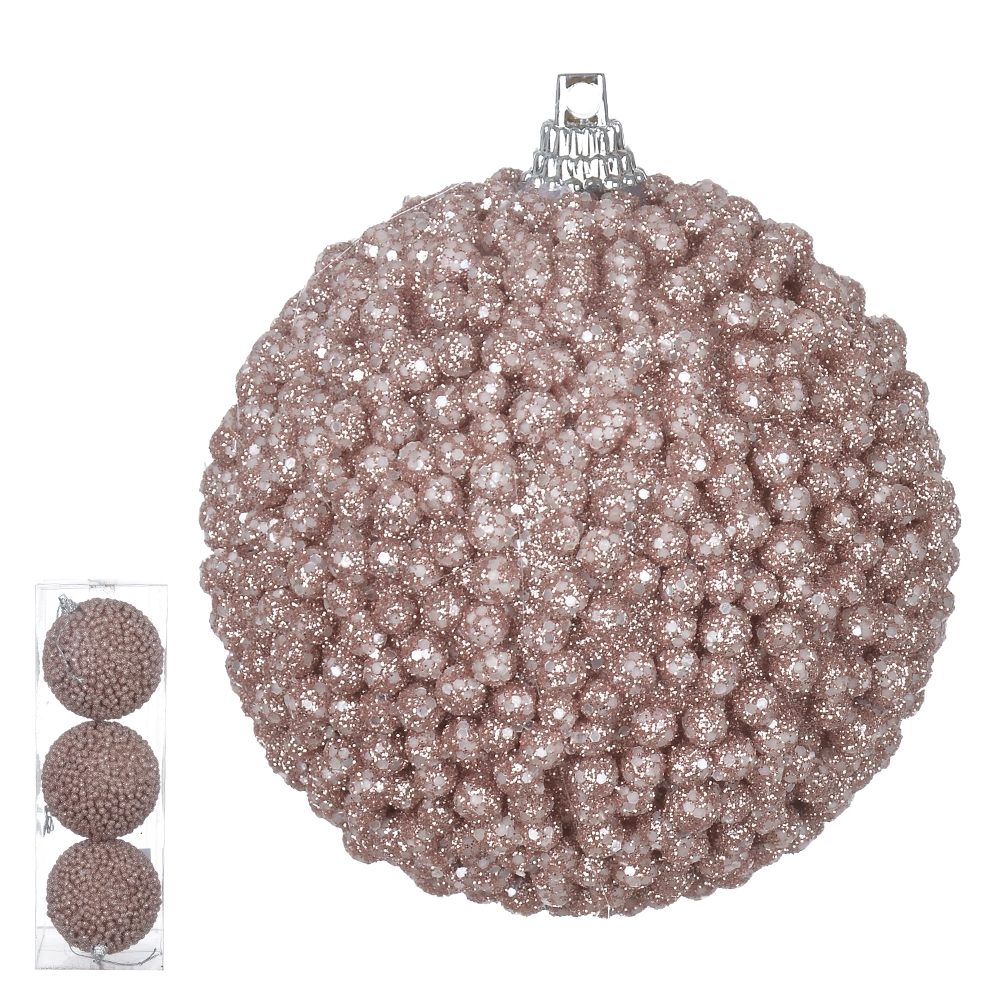 Bola Natal Glitter Pvc 3un Rose 8cm 77773001 Dea