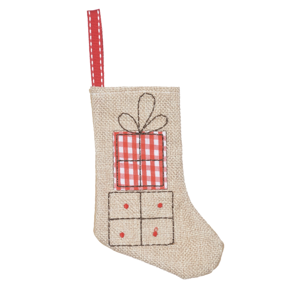 Natal Meia Presentes Bege Vermelho 14cm 77803001 Dea