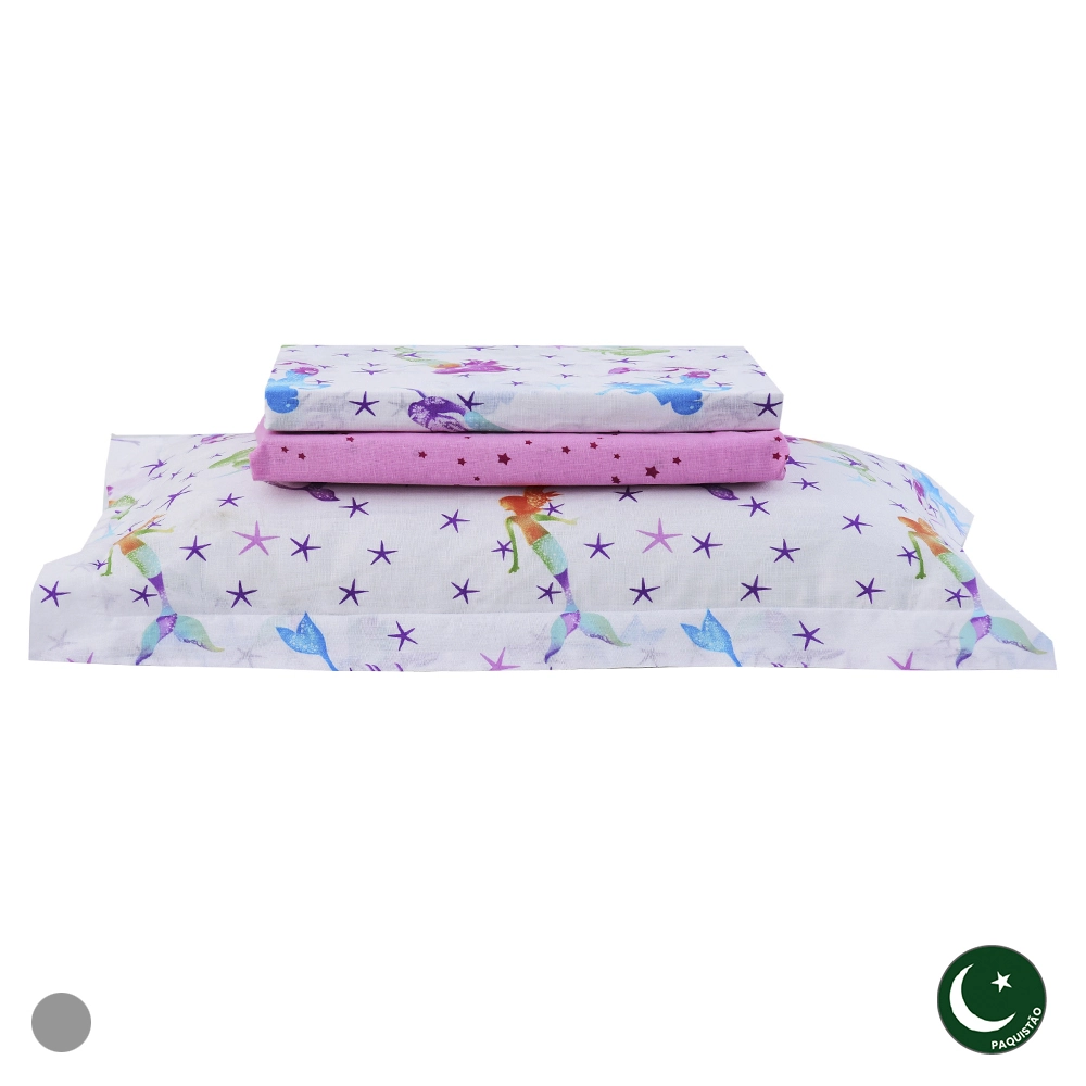 Jogo Cama Infantil Solteiro Sereias 1.5x2.4m 77990006 Dea