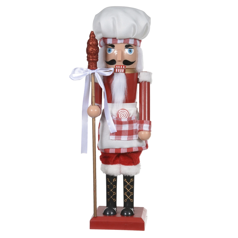 Boneco Natal Quebra Nozes Em Pe Cozinheiro Vermelho Branco 40cm 780030