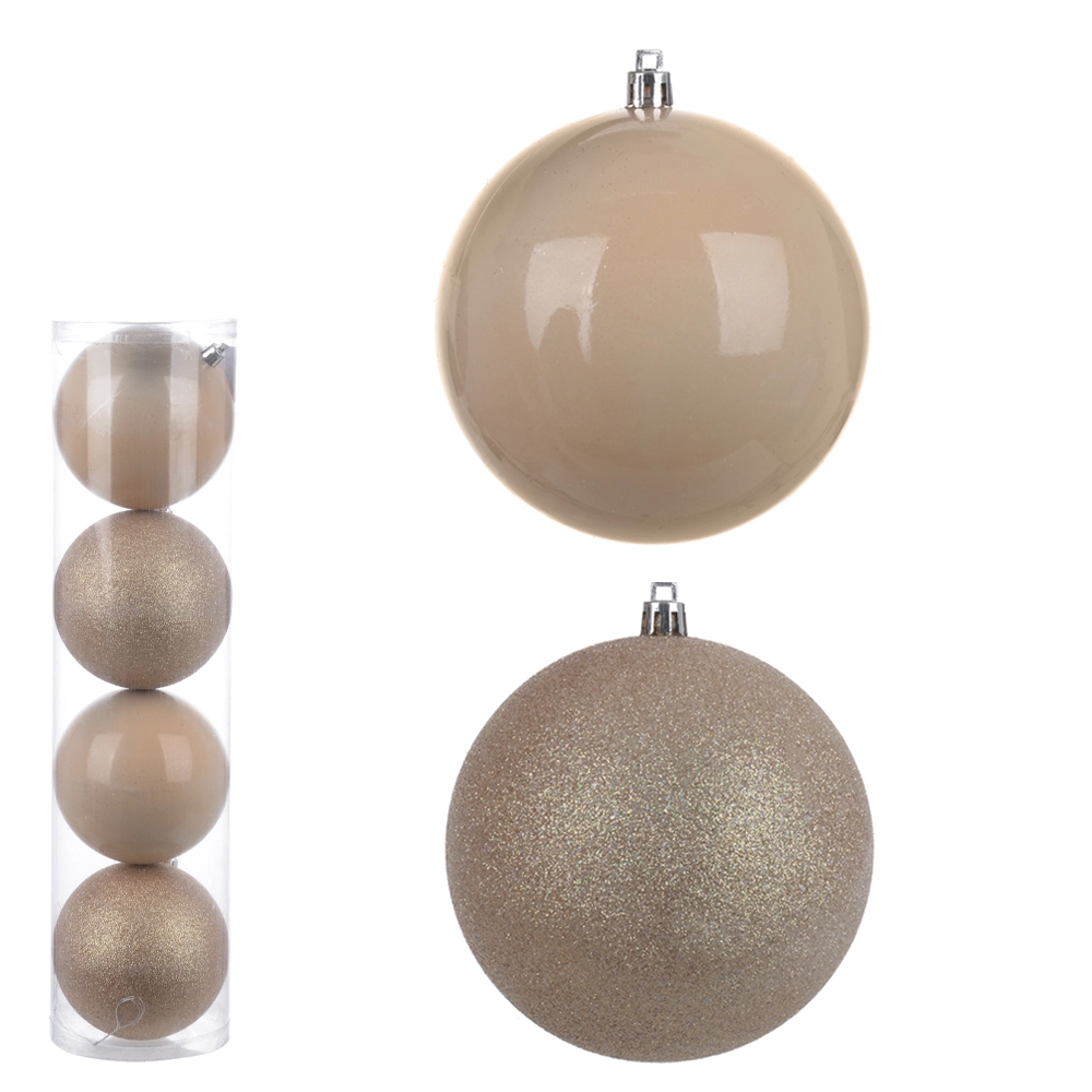 Bola Natal Tubo Mista 4un Bege 10cm 67112014 Dea