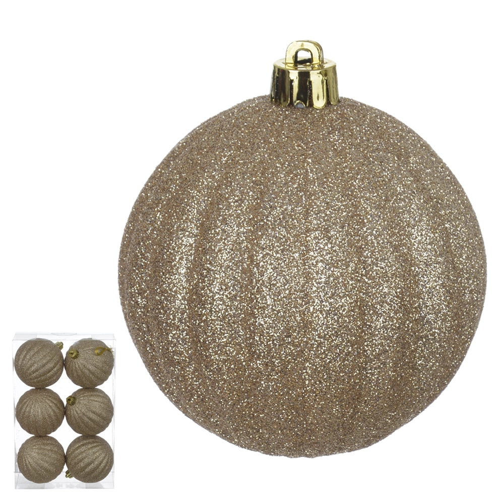 Bola Natal Pvc 6un Champanhe 8cm 78147002 Dea
