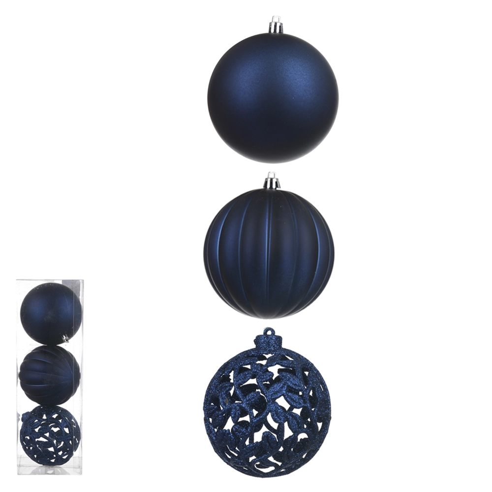 Bola Natal Mista Azul 10cm 3un 78186009 Dea
