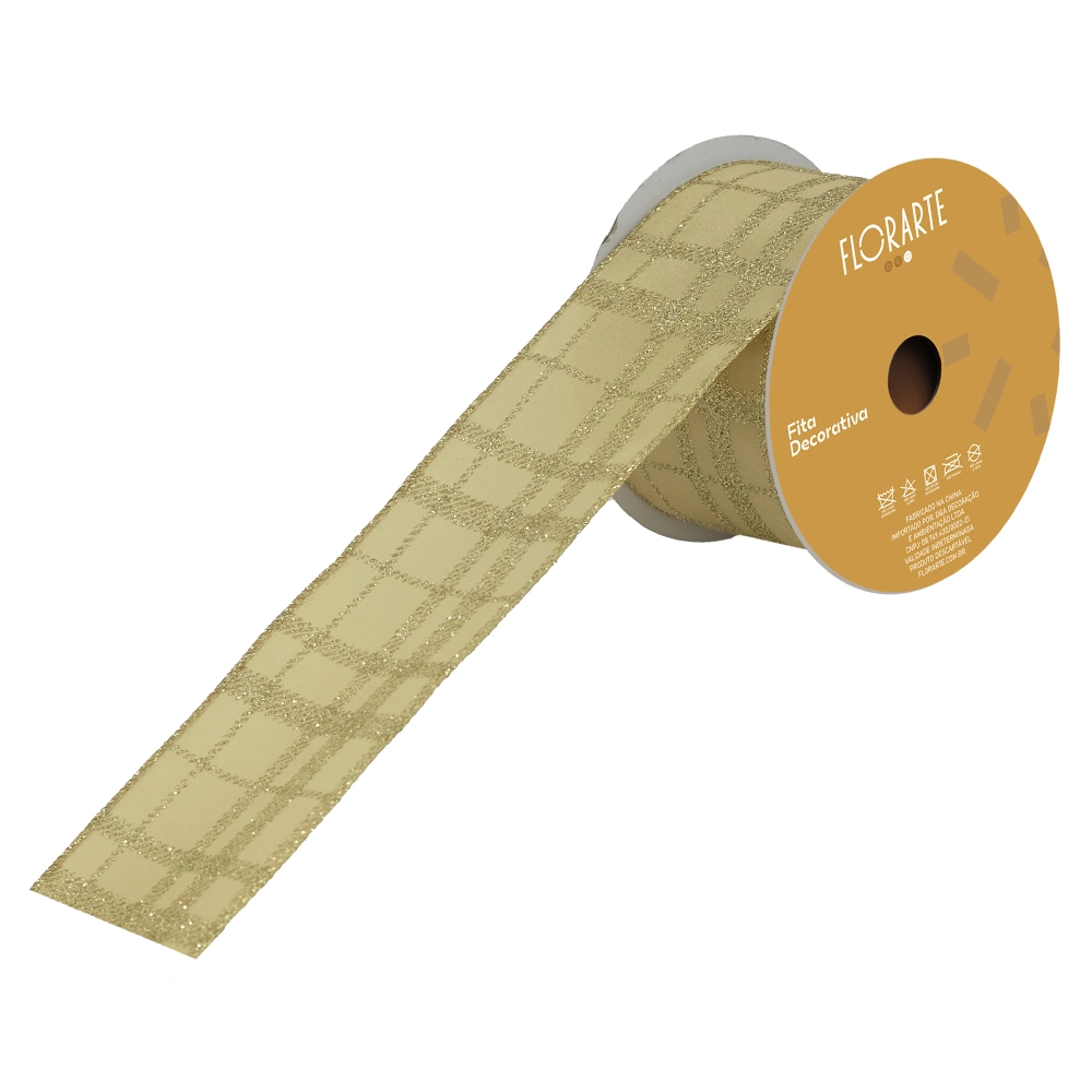 Fita Natal Aramada Gliter Dourado 6.3cmx9.14m 57780004 Dea