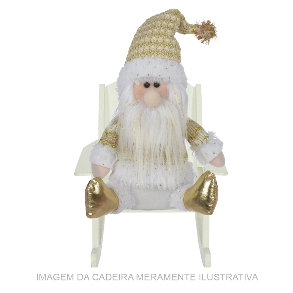 Boneco Natal Papai Noel Sentado Dourado 31cm 78334001 Dea