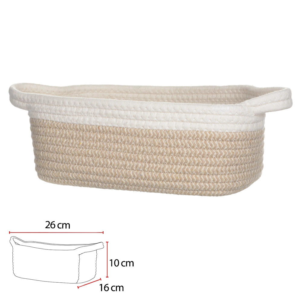 Cesto Organizador P Alca Bege Branco10x26x16cm 78499002 Dea