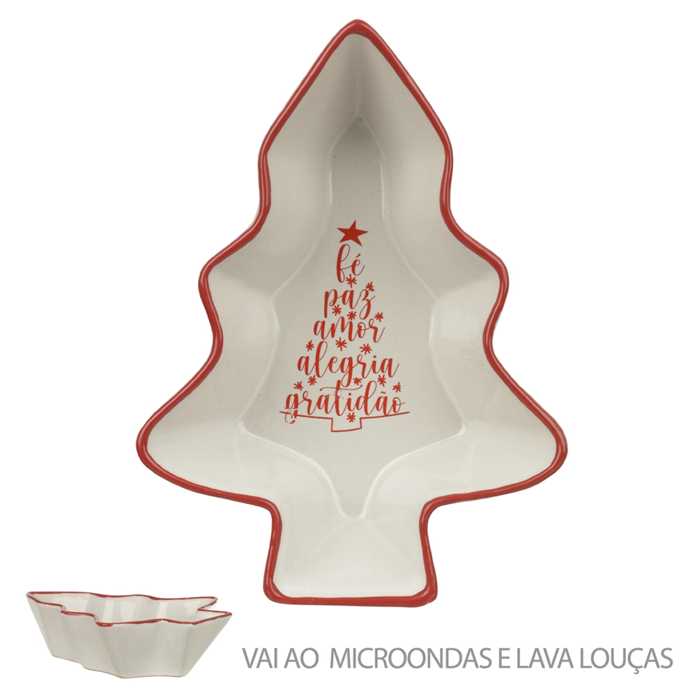 Bowl Natal Arvore Branco Vermelho 6.5x4.3x11.8cm 78517001 Dea