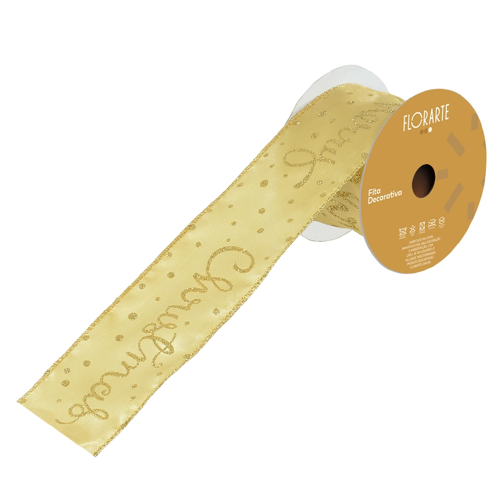 Fita Natal Aramada Gliter Dourado 6.3cmx9.14m 57785004 Dea