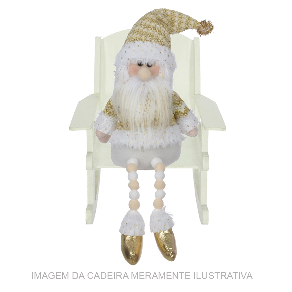 Boneco Natal Papai Noel Sentado Dourado 44cm 78597001 Dea