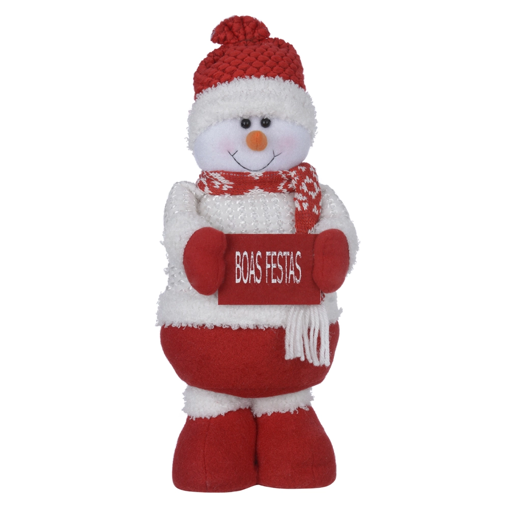 Boneco De Neve Natal Em Pe Vermelho Branco 37cm 78600001 Dea