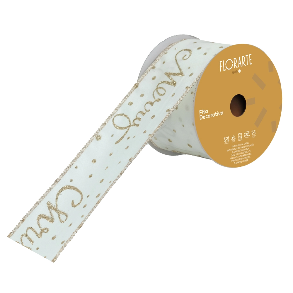 Fita Natal Aramada Gliter Branco Dourado 57785009 Dea