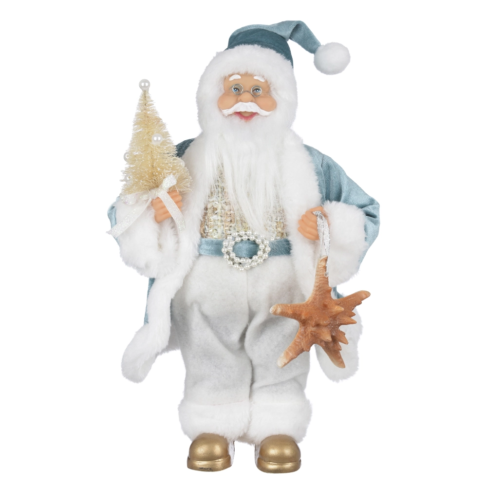 Papai Noel Natal Em Pe Beach Azul 30cm 78652001 Dea