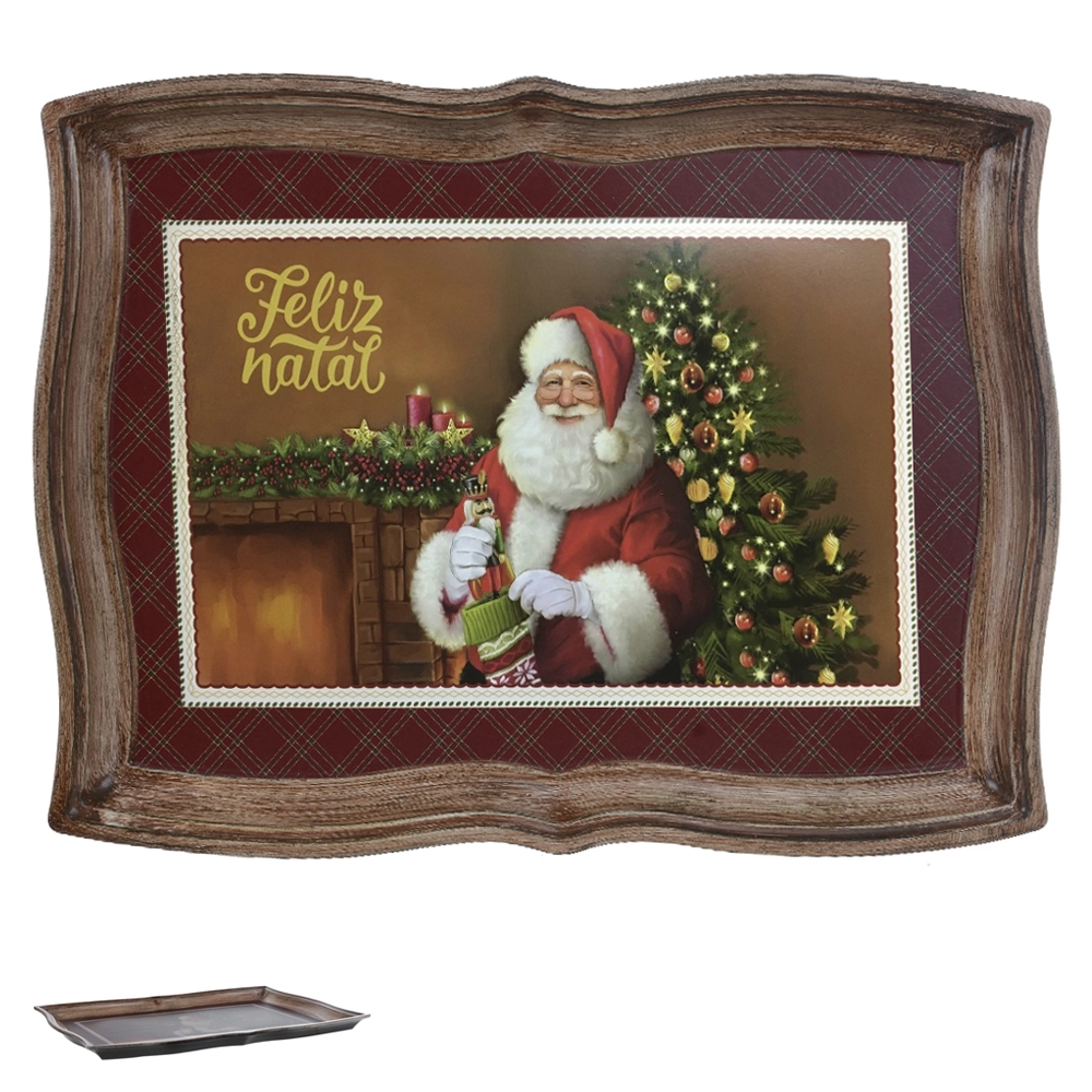 Bandeja Plt Papai Noel Colorido 43x32x2cm 78736001 Dea