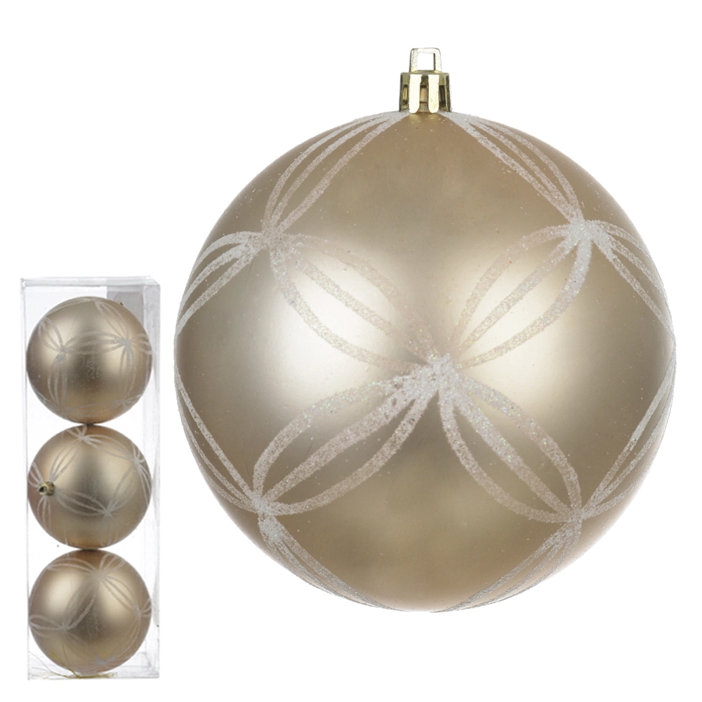 Bola Natal Pvc 3un Dourado Branco 10cm 78769002 Dea