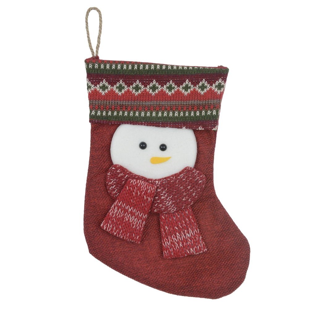 Meia Natal Boneco Neve Bordo 25cm 78791001 Dea