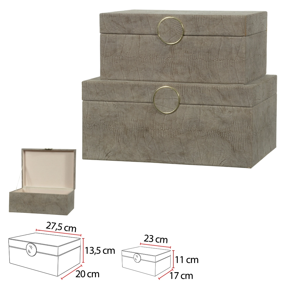 Caixa Mdf Tecido 2pcs Marrom 13.5x28x20.5cm 78819001 Dea