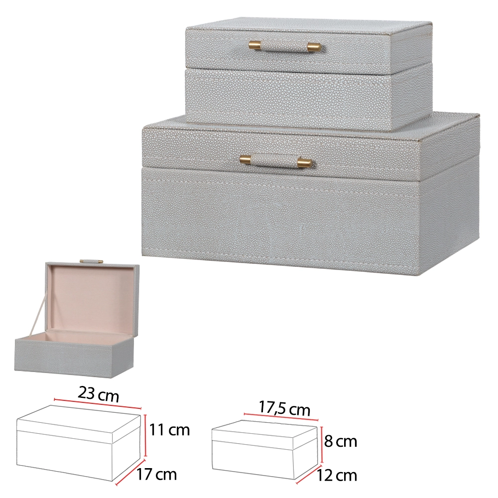 Caixa Mdf 2pcs Cinza 10.5x23x17cm 78821002 Dea