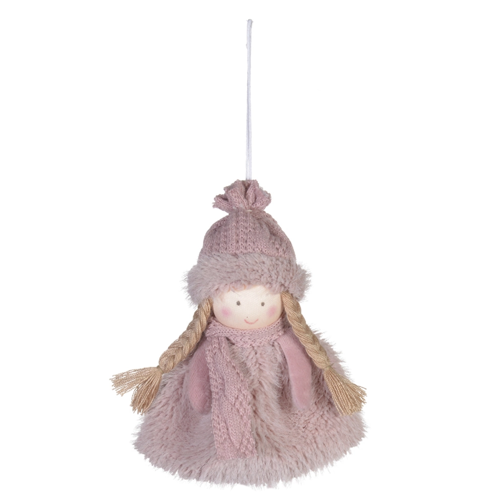 Enfeite Natal Menina Pendurar Rosa 12cm 78896002 Dea