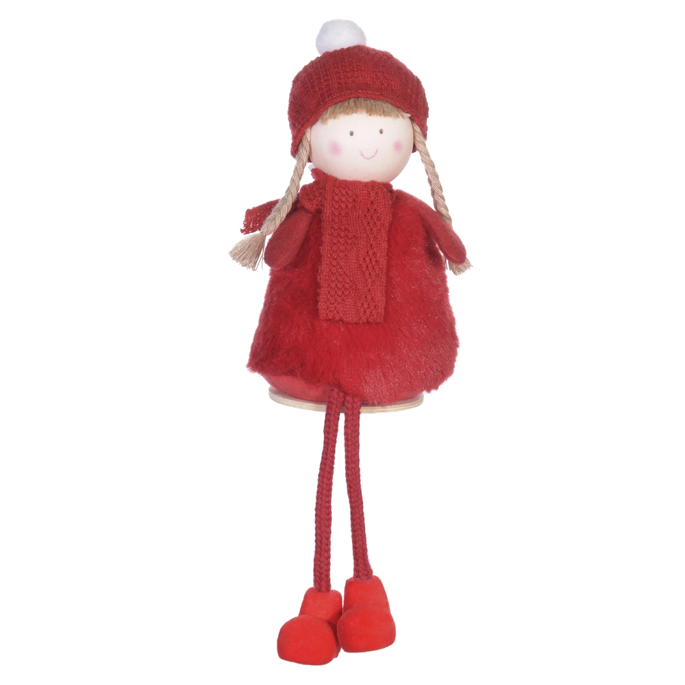 Enfeite Natal Menina Pendurar Vermelho 33cm 78898002 Dea