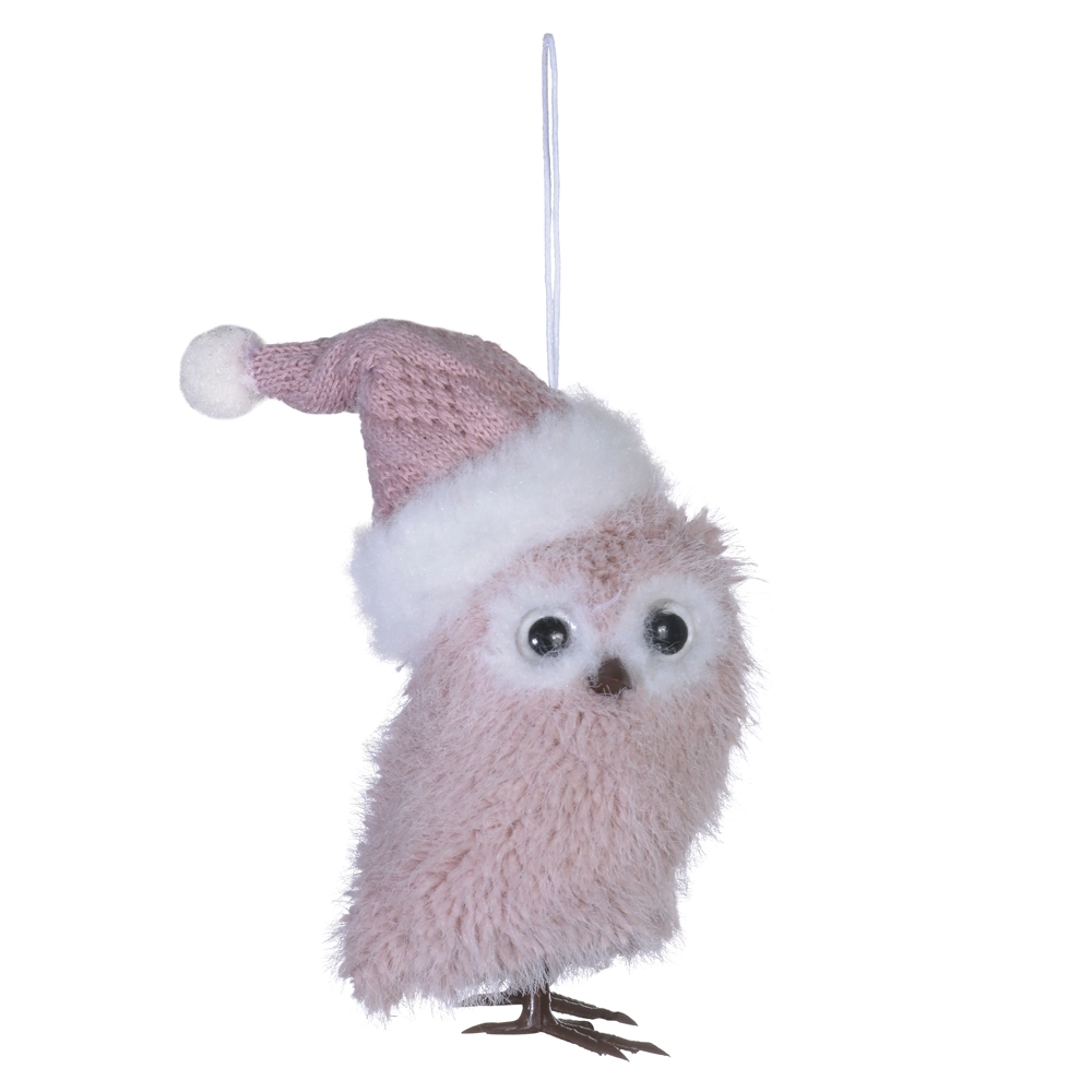 Enfeite Natal Coruja Pendurar Rosa 10cm 78907001 Dea
