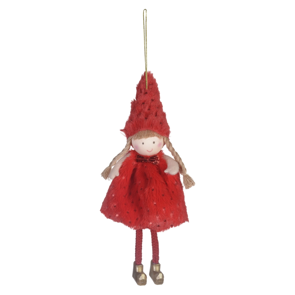 Enfeite Natal Boneco Menina Pendurar Vermelho 19cm 78933001 Dea