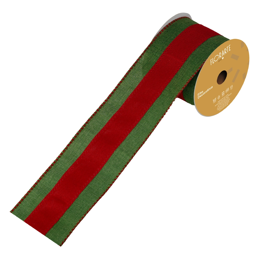 Fita Aramada Linho Costura Verde Vermelho 6.3x9.14m 57793005 Dea