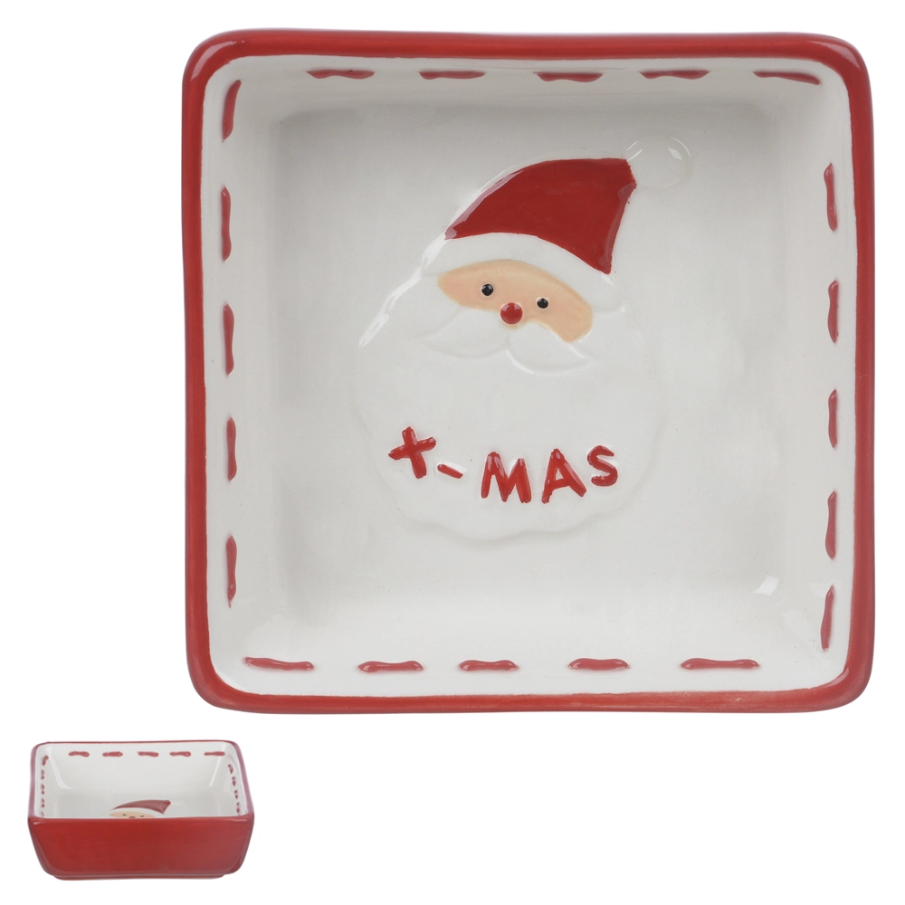 Travessa Papai Noel Vermelho Branco 10x10x3.5cm 79115001 Dea
