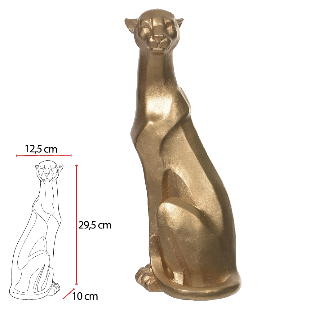 Escultura Leopardo Dourado 29.5x12.5x10cm 79221002 Dea