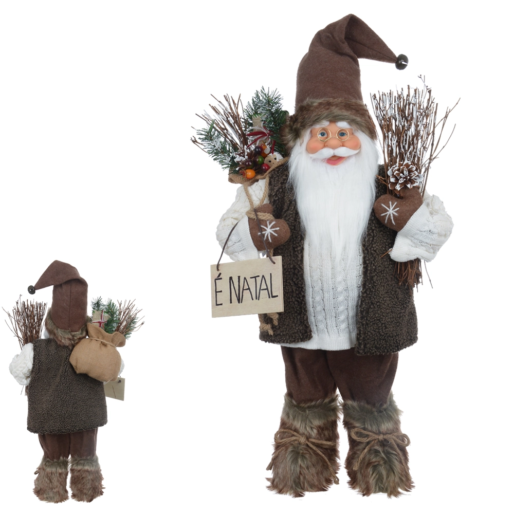 Papai Noel Natal Bege Marrom 60cm 79429001 Dea