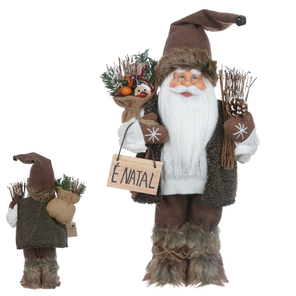 Papai Noel Natal Bege Marrom 45cm 79431001 Dea