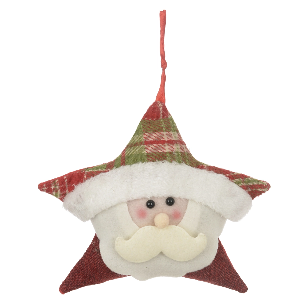 Enfeite Estrela Papai Noel Pendurar Vermelho Branco 20x18cm 79506001 Dea