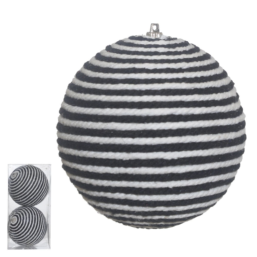 Bola Natal Preto Branco 10cm 2un 79608001 Dea