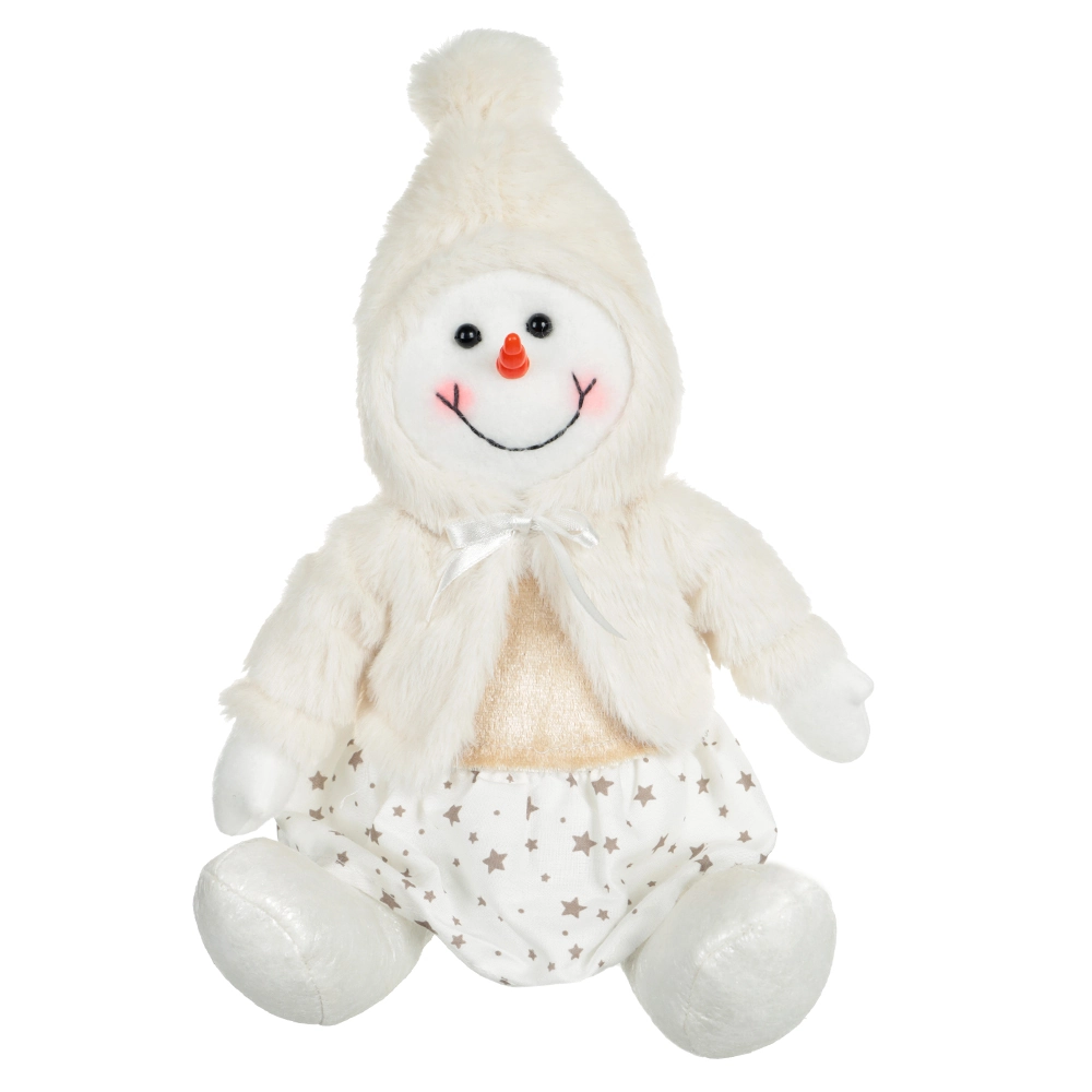 Boneco Neve Natal Sentado Branco Champanhe 26cm 59885001 Dea