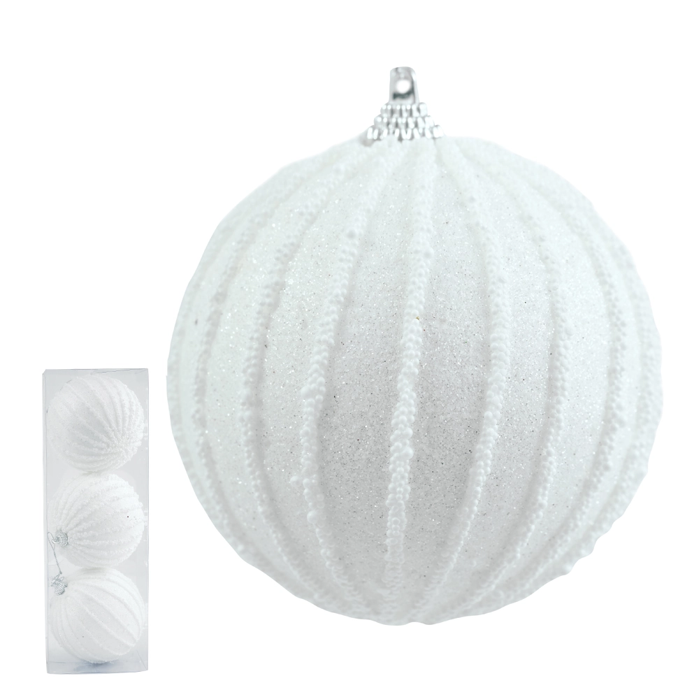 Bola Natal Branca 10cm 3un 60305006 Dea